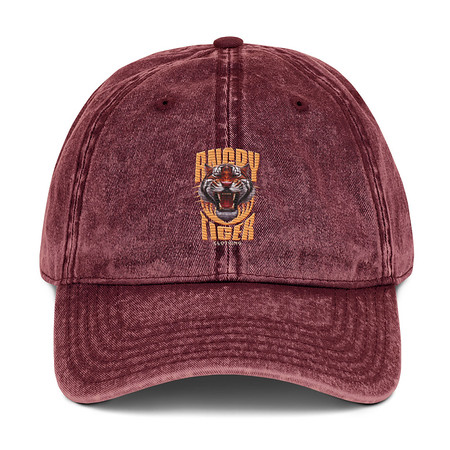 [ID: 327-G85] Angry Tiger - AI Vintage Cap