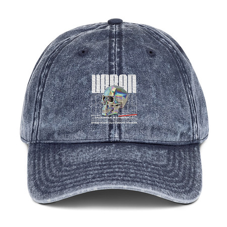 [ID: 327-G213] Black 3D Skull Vintage Cap