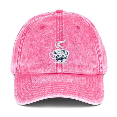[ID: 327-G300] But First Coffee - Hand Lettering Typography Vintage Cap