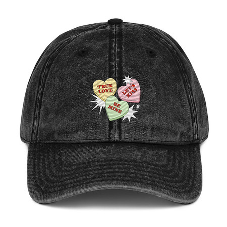 [ID: 327-G331] Candy Hearts - Valentine's Day Vintage Cap