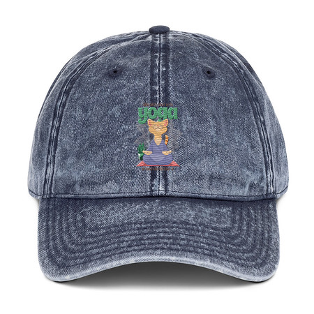 [ID: 327-G339] Cat Yoga - Cute Meditation Vintage Cap