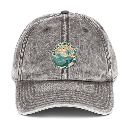 [ID: 327-G345] Catch These Waves Shark  Vintage Cap