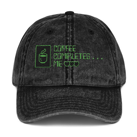 [ID: 327-G397] Coffee Completes Me - Neon Heart Vintage Cap