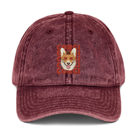 [ID: 327-G421] Corgi Loves - Cute Dog Vintage Cap