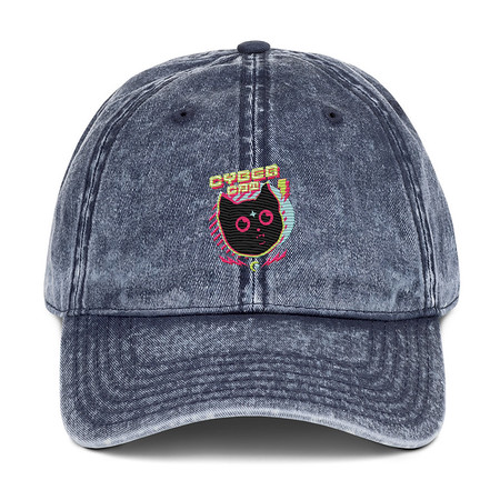 [ID: 327-G456] Cyber Cat - Neon Color Vintage Cap