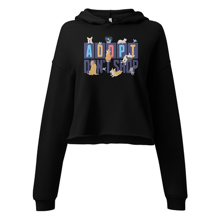 [ID: 317-G23] Adopt a Pet - Cute Animal Women's Cropped Hoodie