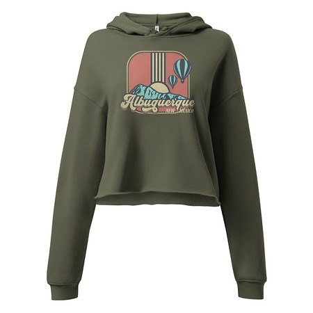 [ID: 317-G36] Albuquerque - Retro Hot Air Baloon Women's Cropped Hoodie