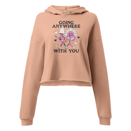 [ID: 317-G93] Anywhere With You - Typographic Cartoon Streetwear Women's Cropped Hoodie