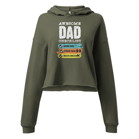 [ID: 317-G120] Awesome Dad Checklist Women's Cropped Hoodie