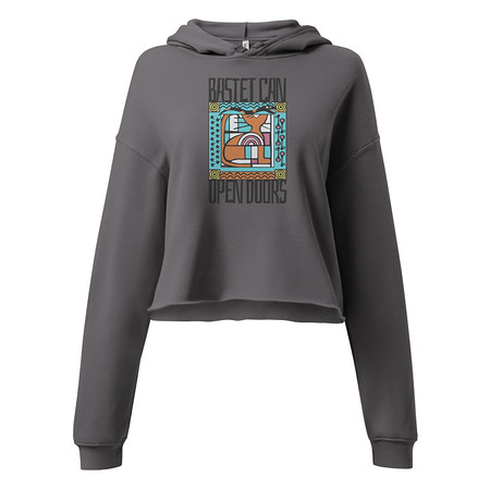 [ID: 317-G150] Bastet can Open Doors Women's Cropped Hoodie