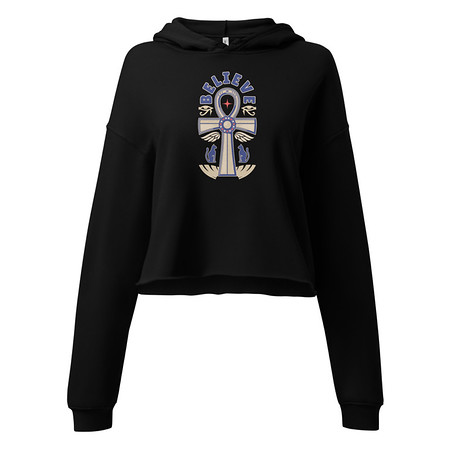 [ID: 317-G178] Believe  - Faith Symbol Women's Cropped Hoodie