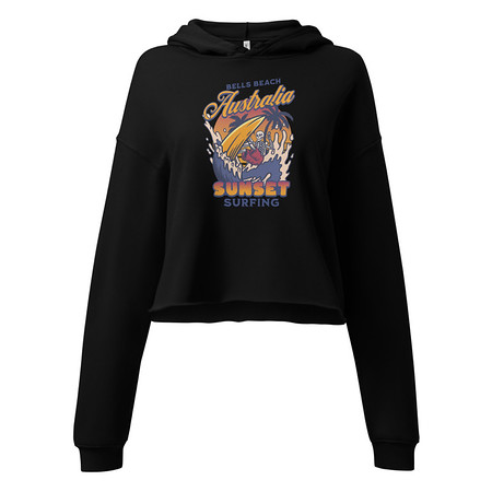 [ID: 317-G180] Bells Beach Australia Sunset Surfing Women's Cropped Hoodie
