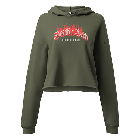[ID: 317-G183] Berlin City Streetwear - Fire Women's Cropped Hoodie