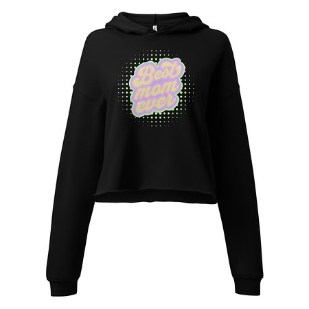 [ID: 317-G188] Best Mom Ever - Retro Typography Women's Cropped Hoodie