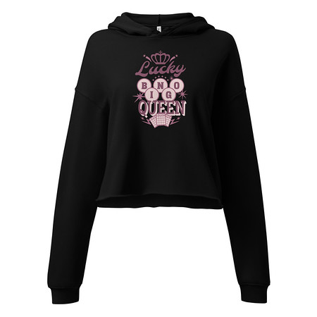 [ID: 317-G209] Bingo Queen - Retro Crown Women's Cropped Hoodie