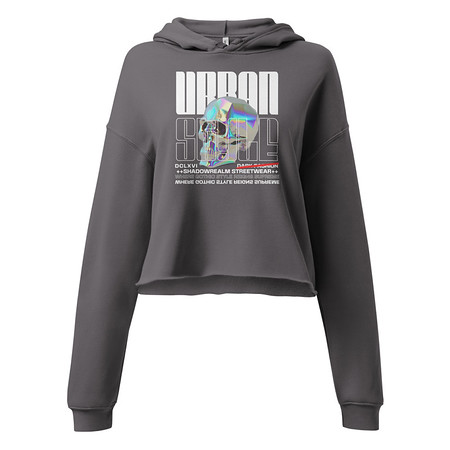 [ID: 317-G213] Black 3D Skull Women's Cropped Hoodie