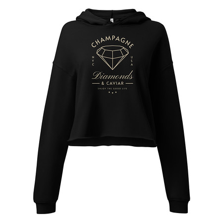 [ID: 317-G215] Black Diamonds - Elegant Women's Cropped Hoodie