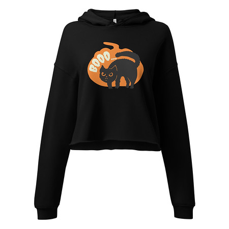 [ID: 317-G251] Boo - Scay Cute Cat Women's Cropped Hoodie