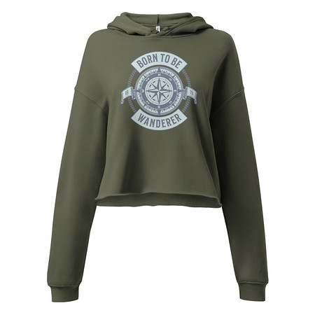 [ID: 317-G261] Born to be Wanderer - Compass Women's Cropped Hoodie