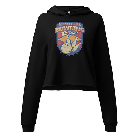 [ID: 317-G275] Bowling Championship - Retro Athlectic Sports Women's Cropped Hoodie