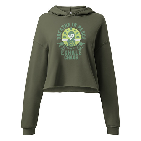 [ID: 317-G284] Breathe in peace, exhale chaos Women's Cropped Hoodie