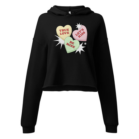 [ID: 317-G331] Candy Hearts - Valentine's Day Women's Cropped Hoodie
