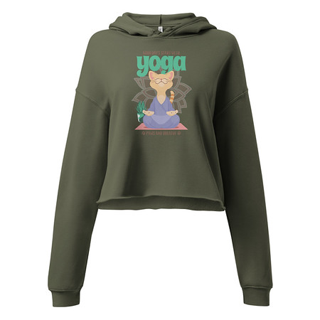 [ID: 317-G339] Cat Yoga - Cute Meditation Women's Cropped Hoodie