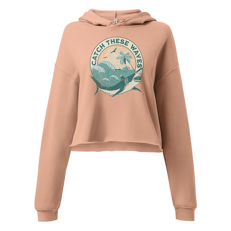 [ID: 317-G345] Catch These Waves Shark  Women's Cropped Hoodie