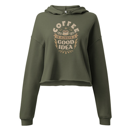 [ID: 317-G401] Coffee is always a good idea - Lightning Bolt Women's Cropped Hoodie