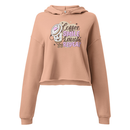 [ID: 317-G402] Coffee is Happiness - Retro Cartoon Mascot Women's Cropped Hoodie