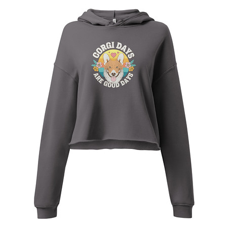 [ID: 317-G420] Corgi Days - Funny Animal Women's Cropped Hoodie