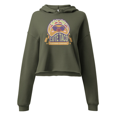 [ID: 317-G454] Cute Taco - Colorful Mexican Tortilla Women's Cropped Hoodie