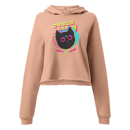 [ID: 317-G456] Cyber Cat - Neon Color Women's Cropped Hoodie