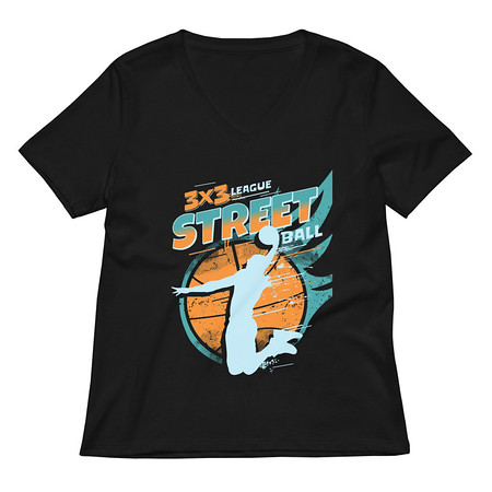 [ID: 782-G6] 3x3 Basketball League Women's Relaxed V-Neck T-Shirt