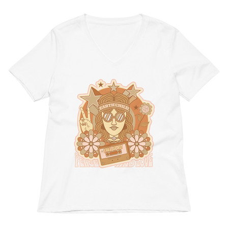 [ID: 782-G11] 60s tee design Women's Relaxed V-Neck T-Shirt