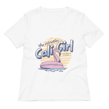 [ID: 782-G13] 90's Cali Girl Women's Relaxed V-Neck T-Shirt