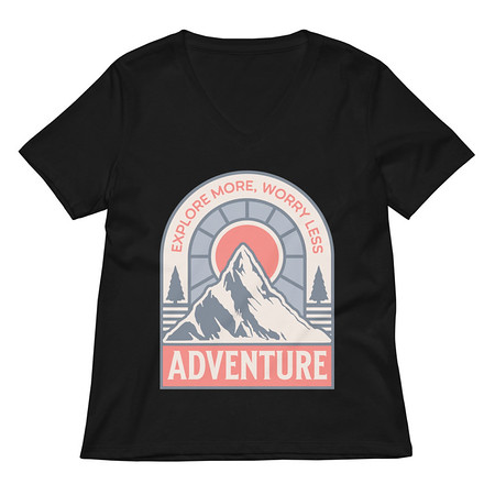 [ID: 782-G25] Adventure - Mountain Climbing Women's Relaxed V-Neck T-Shirt