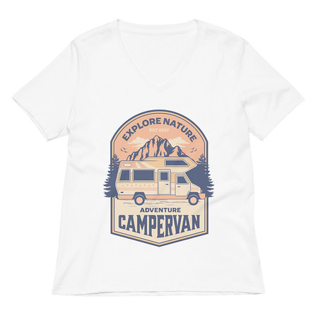 [ID: 782-G29] Adventure Campervan - Outdoor Women's Relaxed V-Neck T-Shirt