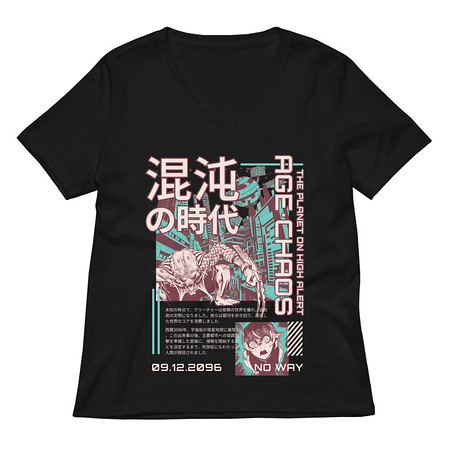 [ID: 782-G34] Age of Chaos - Japanese Anime Women's Relaxed V-Neck T-Shirt