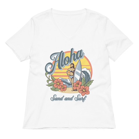 [ID: 782-G53] Aloha Women's Relaxed V-Neck T-Shirt