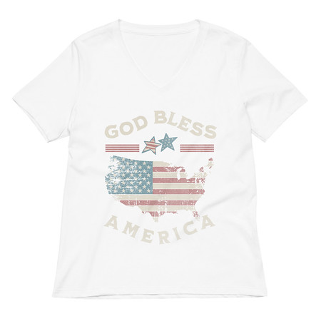 [ID: 782-G60] America - Land Of The Free Women's Relaxed V-Neck T-Shirt
