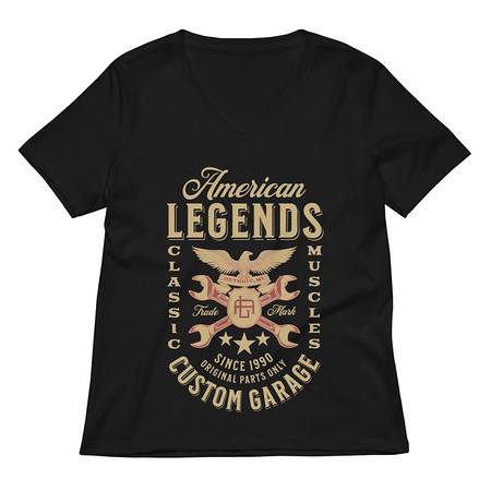 [ID: 782-G75] American Legends Garage - Eagle Women's Relaxed V-Neck T-Shirt