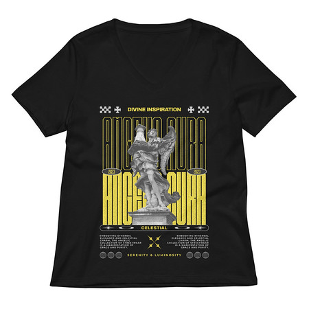 [ID: 782-G82] Angelic Aura Streetwear Women's Relaxed V-Neck T-Shirt