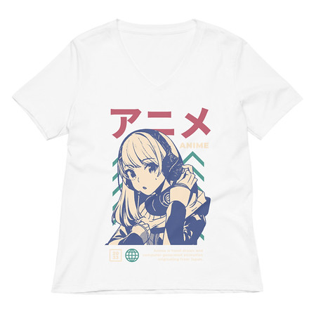 [ID: 782-G89] Anime Girl Women's Relaxed V-Neck T-Shirt