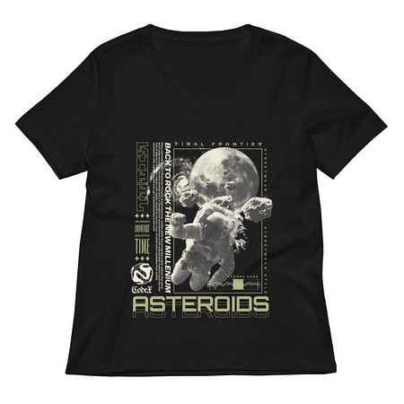 [ID: 782-G106] Asteroids Women's Relaxed V-Neck T-Shirt
