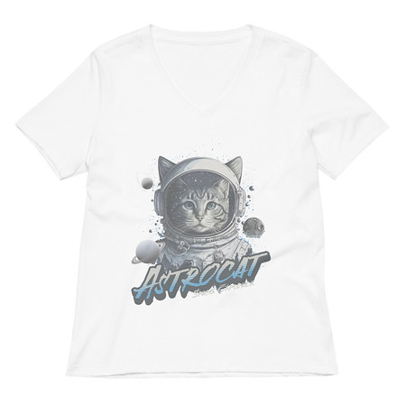 [ID: 782-G109] Astrocat Women's Relaxed V-Neck T-Shirt