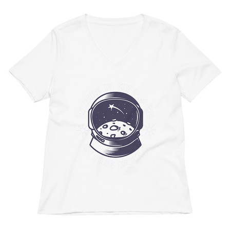[ID: 782-G110] Astronaut Women's Relaxed V-Neck T-Shirt