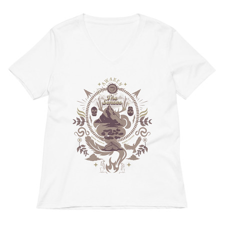 [ID: 782-G119] Awaken The Senses - Coffee Beans Women's Relaxed V-Neck T-Shirt