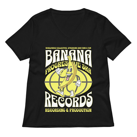[ID: 782-G136] Banana Records - Comic Character Women's Relaxed V-Neck T-Shirt