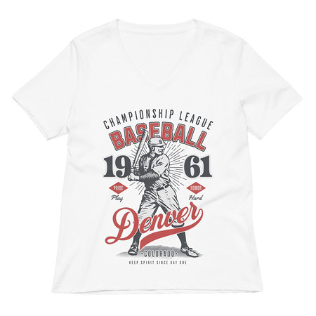 [ID: 782-G140] Baseball Championship League - University Sports Team Women's Relaxed V-Neck T-Shirt